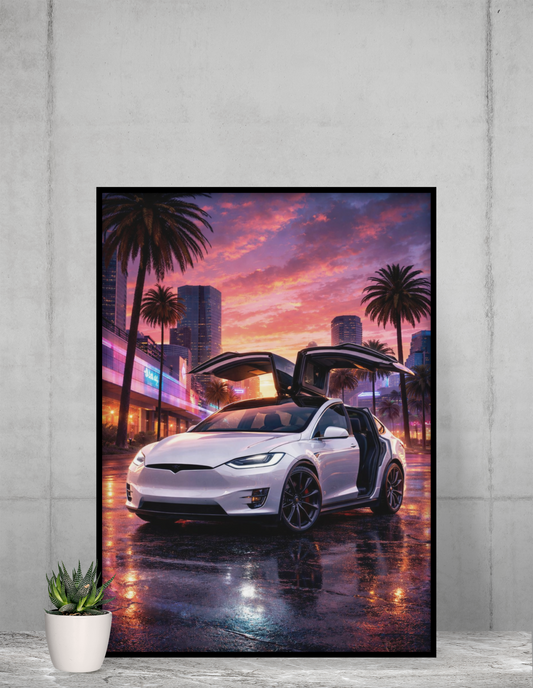 Silent Super Power: Tesla Model X - Premium Matte Paper Poster