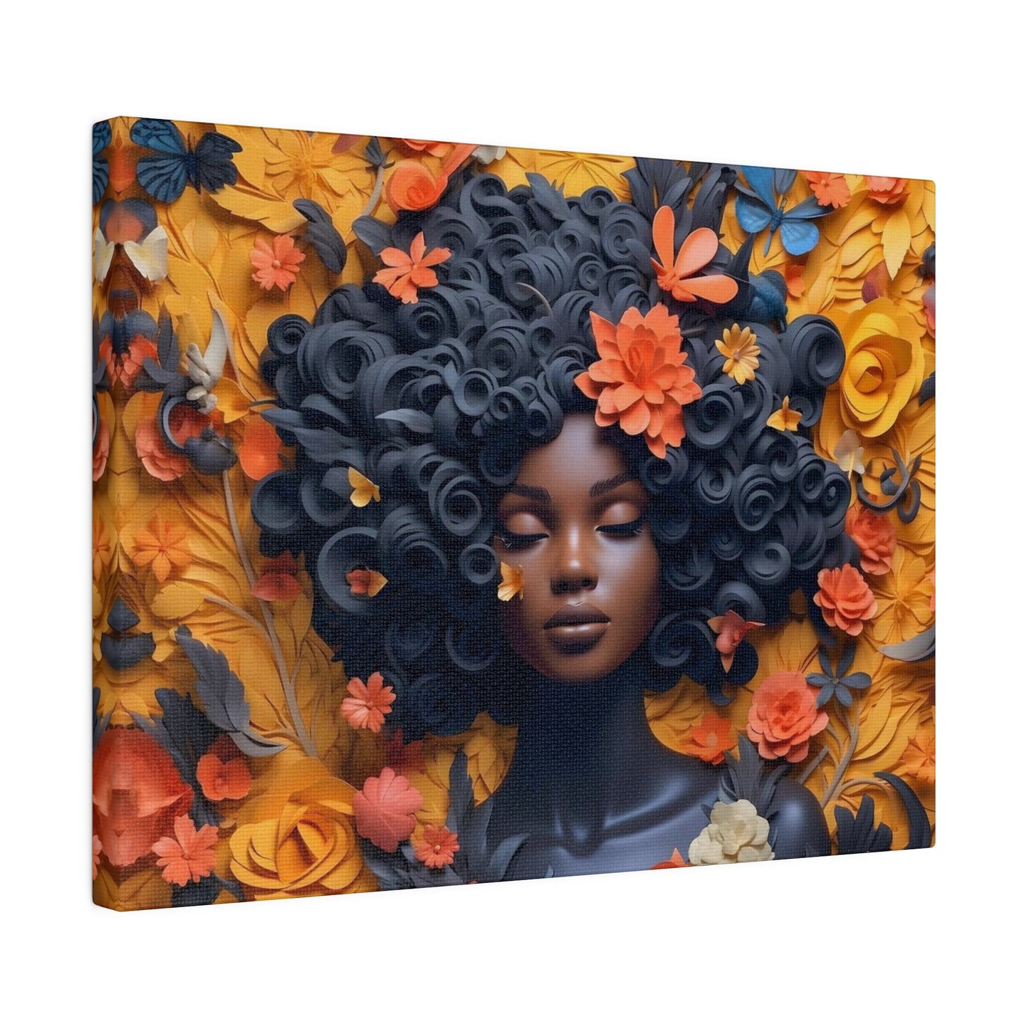 African American Woman in Fall Colors Matte Canvas, Stretched, 0.75" - Art by the Andersons