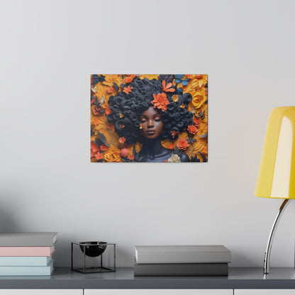 African American Woman in Fall Colors Matte Canvas, Stretched, 0.75" - Art by the Andersons