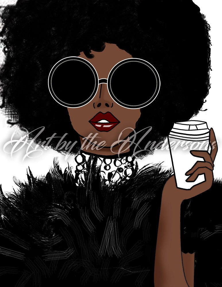 Afro and Shades in Black | Wall Art - Art by the Andersons