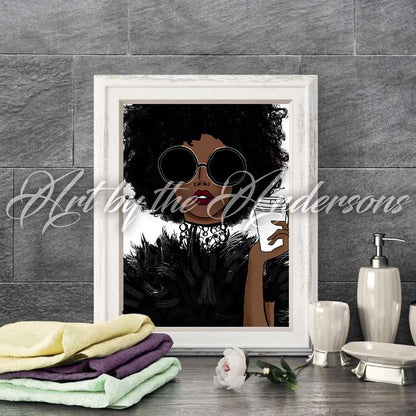 Afro and Shades in Black | Wall Art - Art by the Andersons