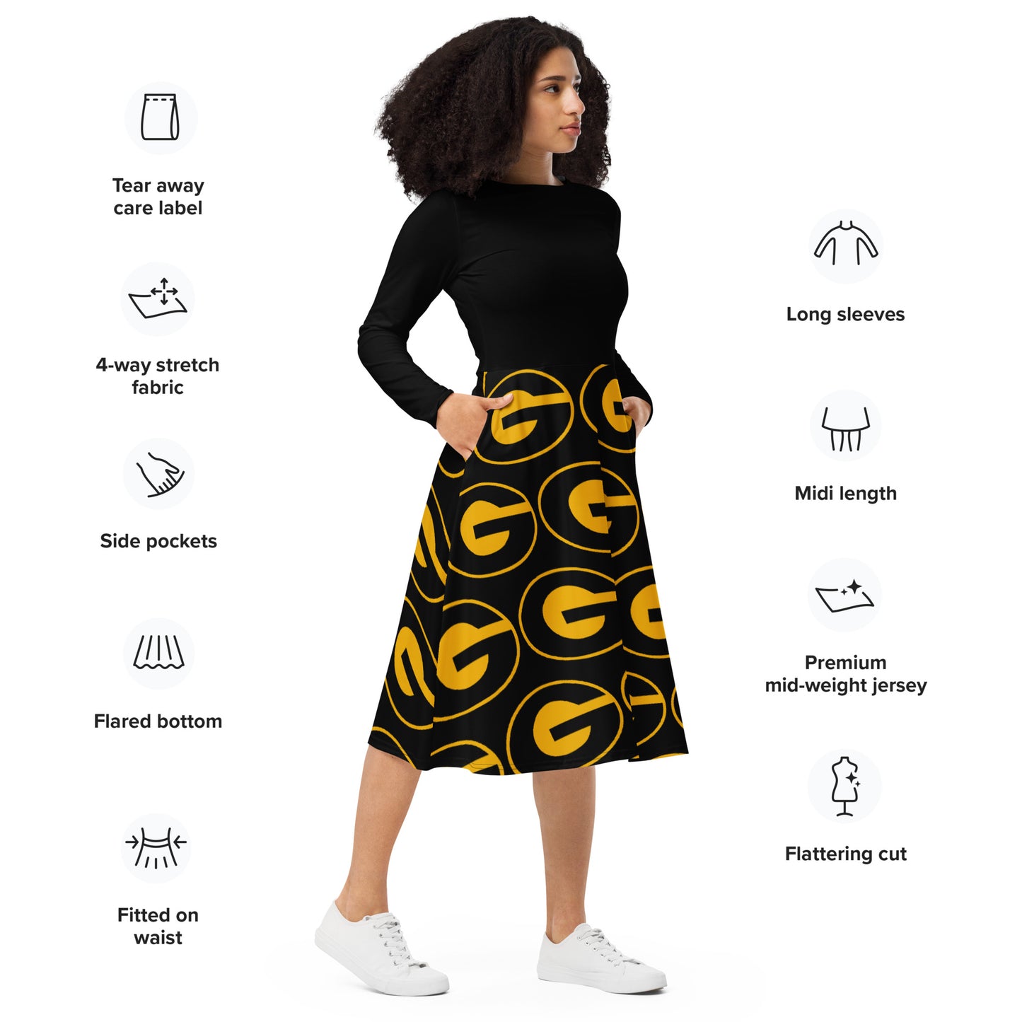 GSU Tigers HBCU Grambling State University School Women's long sleeve midi dress Gift for Student or Alumni