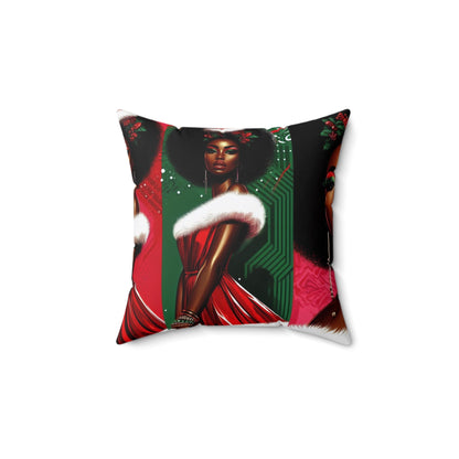 Beautiful Black Woman Spun Polyester Square Pillow - Art by the Andersons