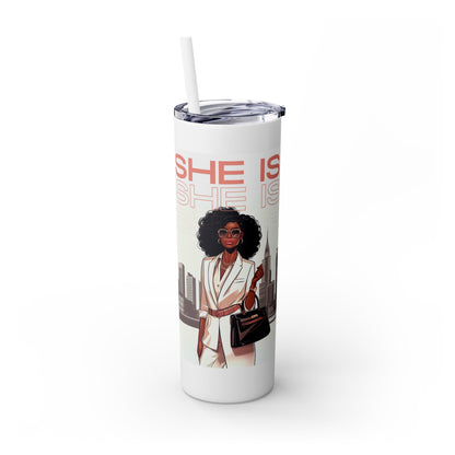 Beautiful Me Representation Matters Skinny Tumbler with Straw, 20oz - Art by the Andersons