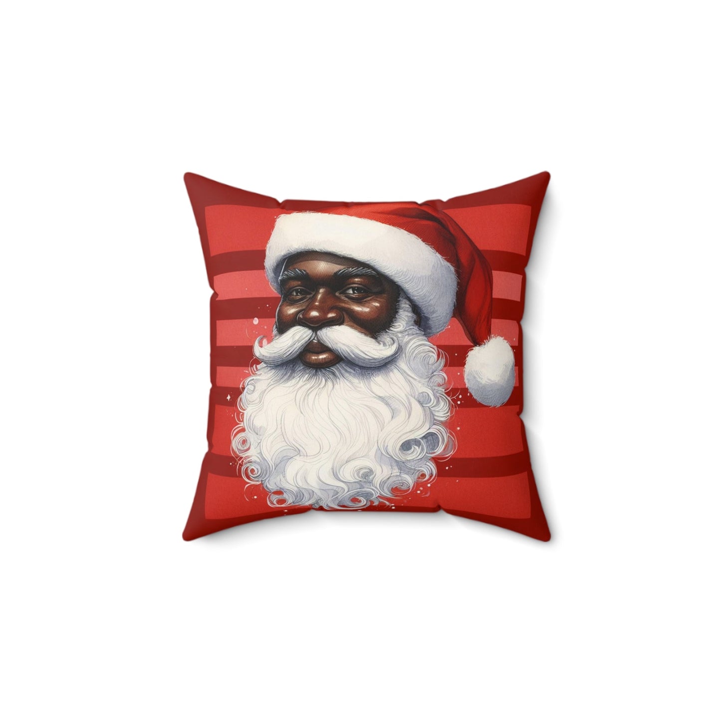 Black Santa Christmas Spun Polyester Square Pillow - Art by the Andersons