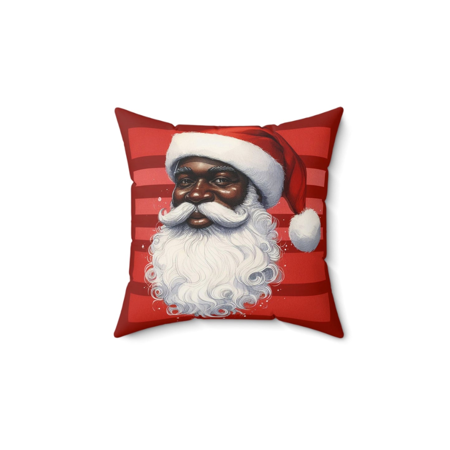 Black Santa Christmas Spun Polyester Square Pillow - Art by the Andersons