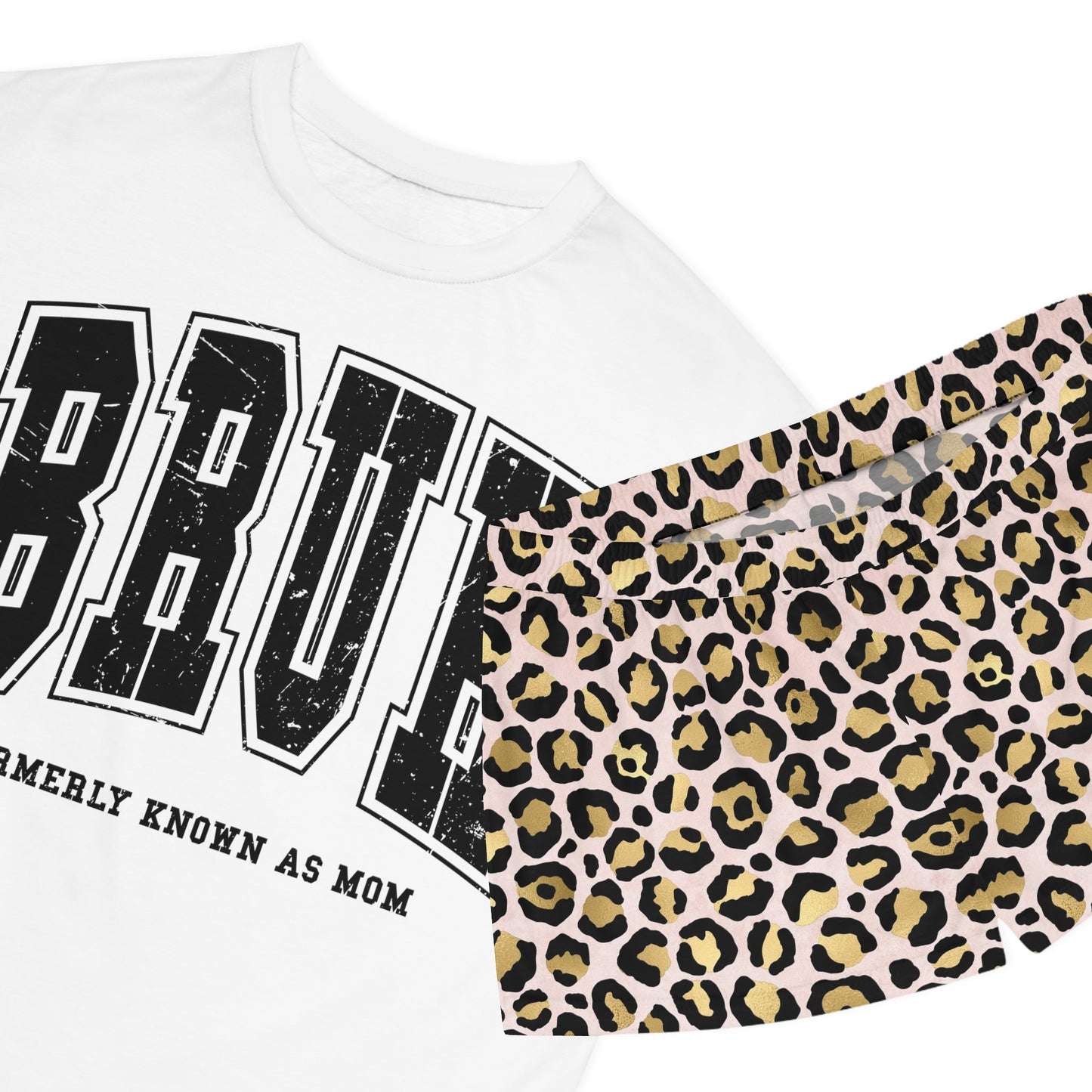 BRUH Formally Known as Mom Women's Short Pajama Set - Cheetah Print Lounge Wear | Comfortable Sleepwear - Art by the Andersons