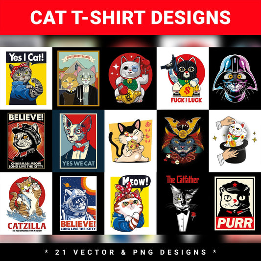 Cat T - shirt Designs - Art by the Andersons