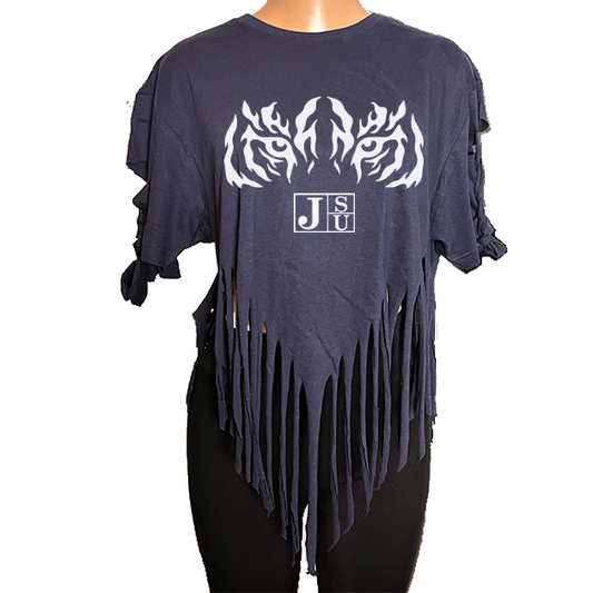 Tiger Eyes - JSU - Jackson State University T-Shirt Ripped Cut Out Short Sleeve