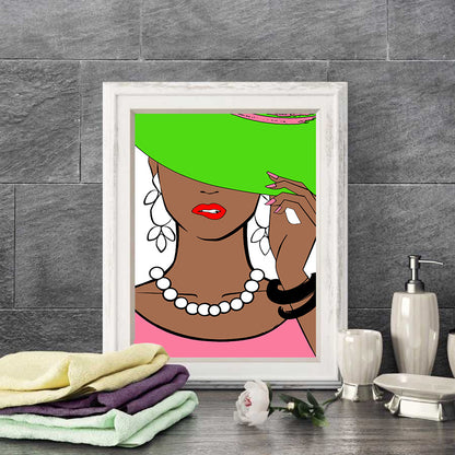 Haute Lady in Pink and Green inspired by Alpha Kappa Alpha | Wall Art