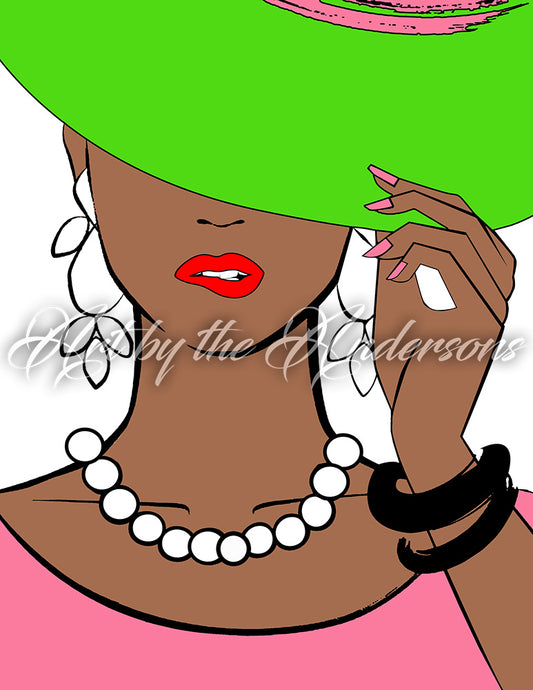 Haute Lady in Pink and Green inspired by Alpha Kappa Alpha | Wall Art